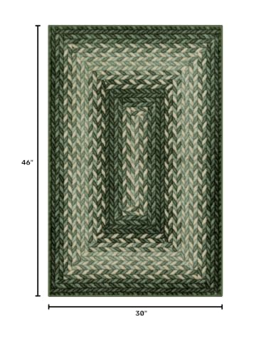 Maples Rugs Marion Braided-Style Print Area Rug, 46" x 30", Green