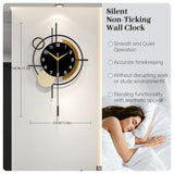 Wall Clock for Living Room Decor Decorative Wall Clock with Pendulum Silent Quartz Battery Operated Black Metal Large Clock for Dining Room,Kitchen,Home,Bathroom,Bedroom,13.8x21.3 in