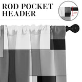 Black White Gray Kitchen Window Curtains Valance and Tier Set 36 Inch, Dark Grey Modern Geometric Rod Pocket Short Tier Curtain for Bathroom, Small Cafe Drapes for Kitchen Decor