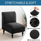 LavishCover Armless Accent Chairs Covers, Thick Armless Recliner Sofa Cover Stretchable, Removable Armless Chair Slipcover for Living Dining Room Hotel (Black, 1pc)