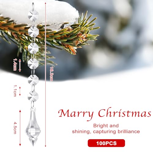 Nuenen 100 Pcs Acrylic Hanging Crystals for Centerpieces Chandelier Clear Crystal Garland Strands Ornament Acrylic Clear Beads Prisms Pendant for Christmas Tree Window Home Decoration(Lantern)