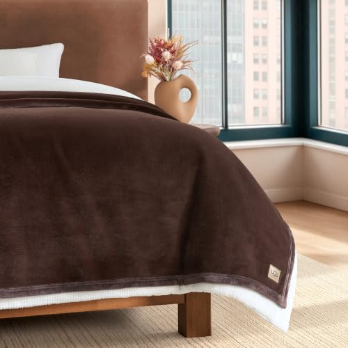 UGG Coco Twin Bed Blanket, Fleece Blanket, 68" x 92", Brown (Burnt Cedar)