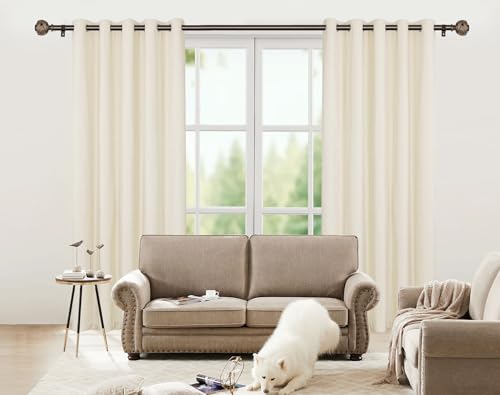 Bronze Curtain Rod 32 to 58 Inches (2.6 to 4.8 ft), USFOOK 7/8 Inch Telescoping Splicing Curtain Rods for Windows 20 to 54 Inch, Drapery Rods with Leaf Finials