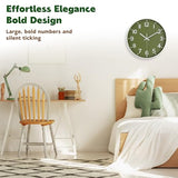 Silent Wall Clock Non-Ticking Battery Operated – Modern Olive Green Analog Wall Clock for Living Room, Kitchen, Office, Bedroom – Stylish Home Wall Decor Clock, 8 Inch