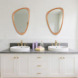 Irregular Wall Mirror Asymmetrical Bathroom Mirror, 19 x 30 Inch Wall Mounted Decorative Mirror with Wooden Frame for Living Room, Vanity, Bedroom, Entryway, Hallway
