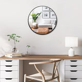 Itrue 12 Inch Small Round Decorative Wall Mirror, HD Silver-Coated Glass with Brushed Black Metal Frame, Minimalist Modern Accent Mirror for Vanity, Narrow Walls, Bathroom, Bedroom & Entryway