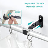 Adjustable Curtain Rod Brackets, Metal Window Drapery Rod Hanger Holders Hooks for 1 inch Rods (Black, Set of 3)