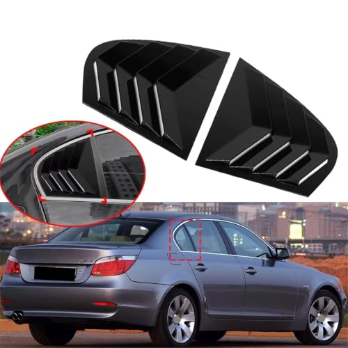 2X Rear Side Rear Side Vent Window Cover Fit for BMW 5 Series E60 2004-2010 Lover Shutter Exterior Modification Accessory(Glossy Black)