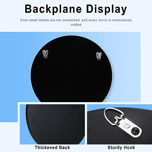 28 Inch Crushed Diamond Round Glass Wall Mirror, Bathroom Mirror, Wall Decoration Hanging Mirror, Suitable for Living Room, Bedroom, Vanity