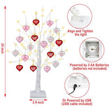 [Timer] Valentines Decor 24 Inch Valentines Decorations Lighted Tree with 18 Heart Ornaments, USB/Battery Operated Valentines Decor Tree Light, Valentines Decorations for Home Table Bedroom