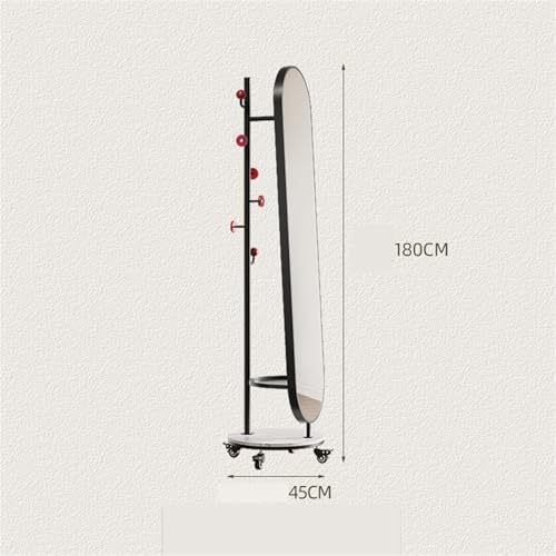Decorative Simple Retro Style Full-Length Mirror with Wheels Coat Rack Floor-Standing High-Definition for Living Room(Gold)