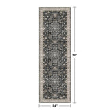 Black Boho Washable 2x6 Runner Rugs for Hallway Kitchen Bedroom Beside Laundry Room Bathroom Rug, Pet & Kids Friendly, Non Slip Low Pile Stain Resistant Soft Foldable Long 24 x 72 Floor Carpet