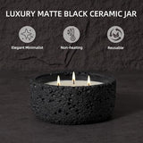 Viyffo 20oz Large Decorative Candle – Lavender & Sandalwood, 3 Wick Scented Candles for Women & Men, Matte Black Ceramic Jar Perfect Calming Home Fragrance, Elegant Halloween Décor & Premium Gift