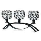 Crystal Tealight Candle Holder Centerpiece Home Decorative Candlestick Holder Elegant Table Centerpiece Home Decor Wedding Party Anniversary (Black, 3 Arm)