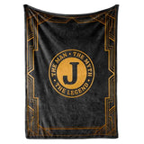 InnoBeta Gifts for Men, Initial Mens Gifts for Him, Birthday Gift Ideas, Mens Blanket, 300gsm Flannel Throw Blanket Gift for Dad, Grandpa, Husband, 60"x 80", J