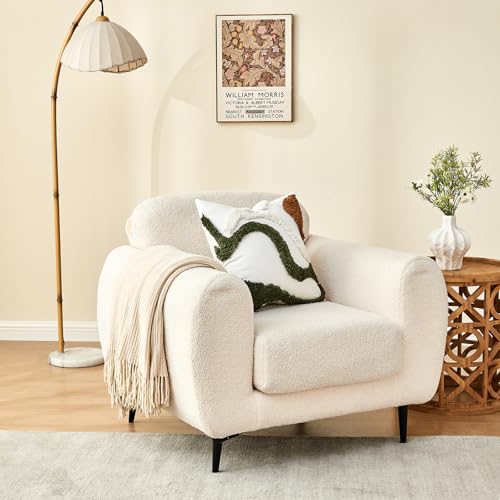 lifein 18x18 Pillow Covers-Throw Pillow Covers Boho Couch Pillows Embroidered Decorative Accent Pillows Mid Century Textured Pillowcases for Couch Sofa Living Room Bed (Olive Green and Cream)