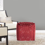 Howard Elliott Collection Square Pouf Pisani Ruby