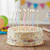 12 Count Pastel Twisted Spiral Birthday Candles, Rainbow Spiral Birthday Candles with Holders, Candle for Cake, Party Candle Set, Cake Candles