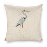 Linen Throw Pillow Covers Blue Egret on Coastal 18x18 Decorative Pillows for Bed Couch Cushion Sofa Outdoor