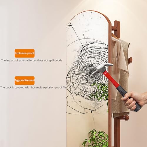 Floor-Standing Solid Wood Rotating Coat Rack，2-in-1 360° Rotating Full Length Mirror & Coat Rack - Solid Wood Floor Mirror for Bedroom & Living Room, Stylish Space-Saving Home Decor, Perfect