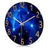 Lafocuse 12 Inch Silent Non Ticking Glass Blue Wall Clock for Living Room Decor, Kitchen Wall Clocks Battery Operated Decorative for Bedroom Office