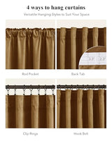 StangH Gold Brown Velvet Curtains 96 inches Long for Living Room, Luxury Back Tab Heavy Blackout Thermal Insulated Privacy Window Drapes for Bedroom/Sliding Door/Hall, W52 x L96, 2 Panels