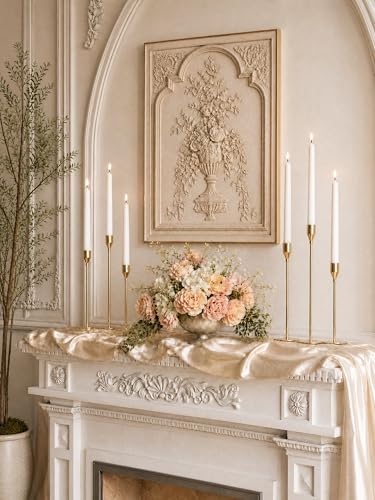 NLBTW Set of 6 Gold Taper Candle Holders, Tall Candlesticks Holder for Dining Table Centerpiece, Fall Decor, Fireplace Mantel & Wedding Gift (Fits 3/4" Thick Candles)