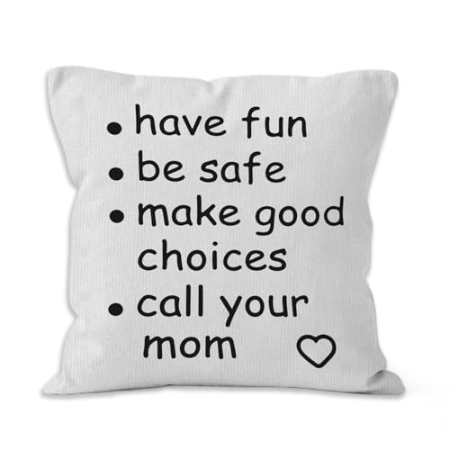 HIWX College Dorm Decor,Funny Have Fun Be Safe Make Good Choices Call Your Mom Decorative 18 x 18 Throw Pillow Cover,Call Your Mom Pillow,Throw Pillows for Dorm Bed Room Student Decor Pillowcase