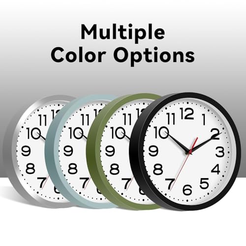 Roymnie Wall Clock Silent Non-Ticking Modern Clock Battery Operated 8 Inch Small Classic Analog Decorative for Classroom, Living Room, Office, Bedroom, School, Hotel (Black)