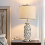 Farmhouse Table Lamps for Bedroom Set of 2, 28" Rustic Bedside Lamp with USB Ports, 3-Way Dimmable Nightstand Table Lamp for Living