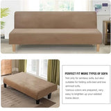 XJHKG Velvet Stretch Armless Futon Slipcover Washable Furniture Protector for Sofa Bed(Burgundy)