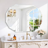 GLASHOM Frameless Bathroom Mirror, 30x40 inch Frameless Wall Mirrors Beveled Edge Wall Mounted, Oval Mirror for Bathroom, Living Room, Over Sink, Entryway Mirror Horizontal or Vertical