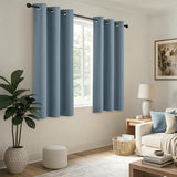 Stone Blue Blackout Curtains for Bedroom Living Room 63 Inch Long 2 Panels, Solid Thermal Insulated Grommet Drapes, Room Darkening Sunlight Blocking Window Treatments, W40 x L63 Inch