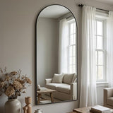 Antok Full Length Floor Mirror Arched Standing Mirror with Aluminum Frame - Freestanding Wall Mount Leaning Body Mirror for Bedroom Living Room Entryway, 71" L x 28" W, Black