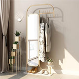 Full-Length Mirror Household Multifunctional Dressing Mirror and Coat Rack Combination Bedroom Full-Length Mirror with Hanging Clothes Full Length Floor Mirror (Gold2)
