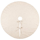 SARO LIFESTYLE Linen Christmas Tree Skirt – Toscana Collection – Natural Solid Edge – Classic Holiday Farmhouse Décor, 56", Natural