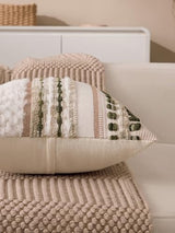 Boho Chenille Tufted Couch Throw Pillow Covers 18x18 Inch Set of 2 Farmhouse Striped Decorative Pillow Covers Accent Neutral Square Pillowcase Green Cushion Covers for Livingroom Sofa Bed