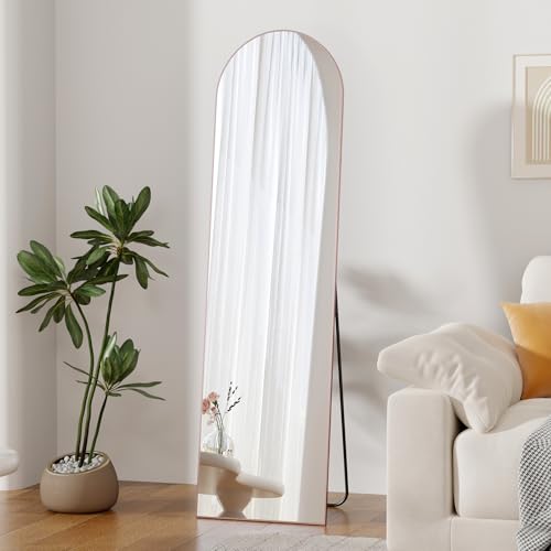 ZHUNFA Pink Mirror Full Length, 58"×16 "×3" Arched-Top Full Length Mirror | can Wall Mounted, Standing or Leaning, Full Body Mirrors With Aluminum Alloy Frame, Home Decor.