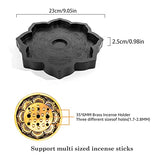 Mooncraftlogy Lotus Crystal Tray, Wooden Incense Burner for Stick/Cone, Gemstone Display Holder, Organizer for Rocks, Essential Oil, and Jewelry
