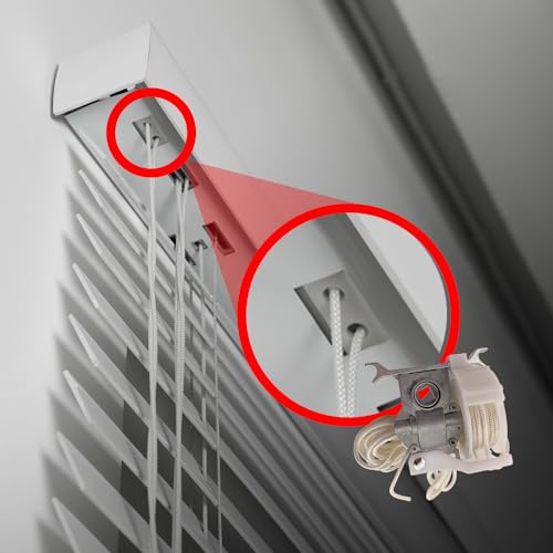 Amazing Drapery Hardware Pre-Corded High Profile Cord Tilt Control - Square Rod, White, for 2" Horizontal Blinds - 2 Pack