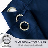 EMEMA Navy Blue Velvet Curtains 84 Inch Length 2 Panels Set, Elegant Blackout Curtains for Bedroom, Grommet Thermal Insulated Soundproof Room Darkening Window Drapes for Living Room W42 x L84