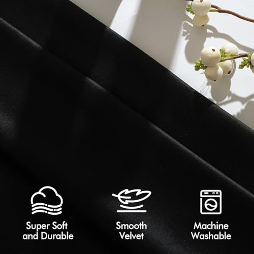 MIULEE Black Velvet Blackout Curtains 84 Inch Long Luxury Super Soft Thermal Insulated Window Curtains Room Darkening Drapes Rod Pocket Design for Bedroom Living Room Set of 2 Panels, W40 x L84 Inch