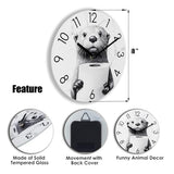 Crosstime Bathroom Wall Clock Modern Style Waterproof Glass Clock for Bathroom, Shower, Pool Decor - 8 Inch,Toilet Paper in Little Funny Otter's Hand Animal Theme