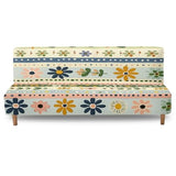Xoenoiee Futon Sofa Bed Cover Stretch Armless Futon Slipcover Washable Elastic Sofa Couch Covers Home Furniture Protector, Boho Floral Stripes