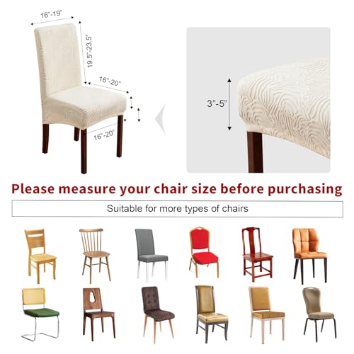 Dining Chair Covers, Chair Covers for Dining Room Stretch Parsons Chair Slipcover, for Dining Room Kitchen Chair Protector Cover, Removable, Washable (Beige, 6 Pack)