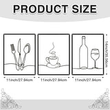 Otoolling 3 Pieces Metal Minimalist Line Kitchen Signs Wall Decor Drawing Rustic Kitchen Wall Art for Dining Living Room Home, 14 x 11 Inches(Dining Room,Black)