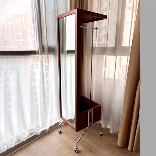 Full-Length Mirror Household Floor-Standing Full-Length Mirror Multi-Functional Storage Coat Rack Bedroom Movable Dressing Mirror Full Length Floor Mirro (B)