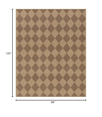 Lahome Checkered Easy Jute Living Room Rug, 8x10 Outdoor Rugs Washable