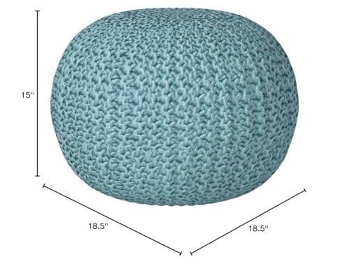 BIRDROCK HOME Round Pouf Ottoman Foot Rest - 18.5”x18.5”x15” Boho Compact Comfortable Soft Cotton Braided Foot Stool with Bean Bag Filling for Living Room, Bedroom, or Nursery (Sage Green)