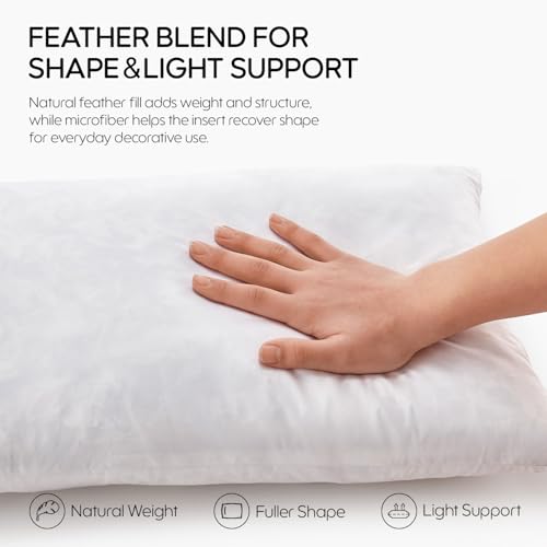 12x20 Feather Lumbar Pillow Insert, Decorative Throw Pillow Insert for Covers, Fuller Fit with Soft Support for Bed and Couch